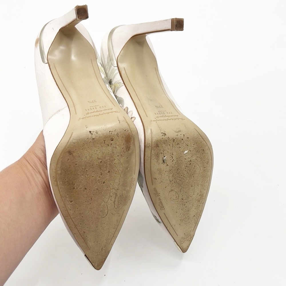 TED BAKER Melnip Floral Print Pumps In Elegant Pink Satin Size 9.5 - Picture 8 of 14